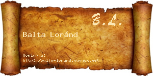Balta Loránd névjegykártya